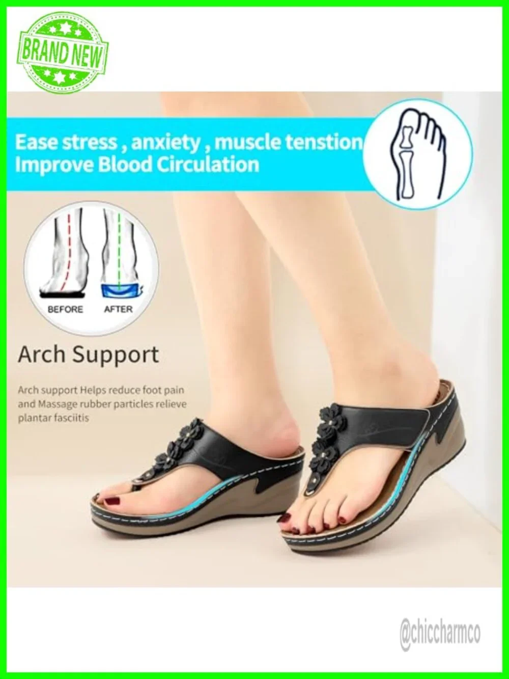Women's Platform Wedge Sandals Floral Massage Footbed Slip-On Summer